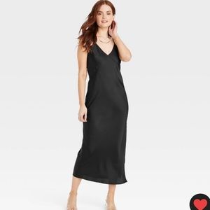 Black Satin Maxi Slip Dress